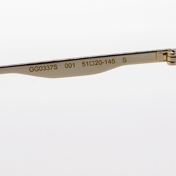 NEW GUCCI GG0337S 001 SUNGLASSES UNISEX GOLD EYEWEAR - Picture 13 of 14